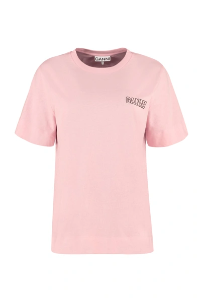 Shop Ganni Software Cotton T-shirt In Pink