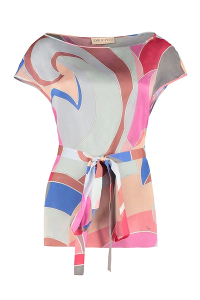 Shop Emilio Pucci Printed Silk Top In Multicolor