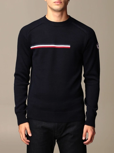 Shop Rossignol Crewneck Sweater With Striped Band In Blue