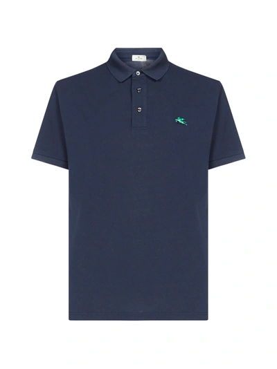 Shop Etro Pegaso Cotton Polo Shirt In Blu