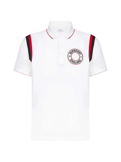 Shop Burberry Ennis Logo-patch Cotton Polo Shirt In White