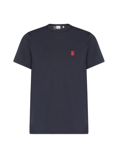 Shop Burberry Parker Monogram Cotton T-shirt In Navy