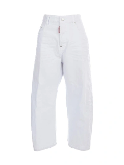 Shop Dsquared2 Kawaii White Bull Denim Jeans