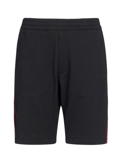 Shop Alexander Mcqueen Logo-tape Cotton Shorts In Black