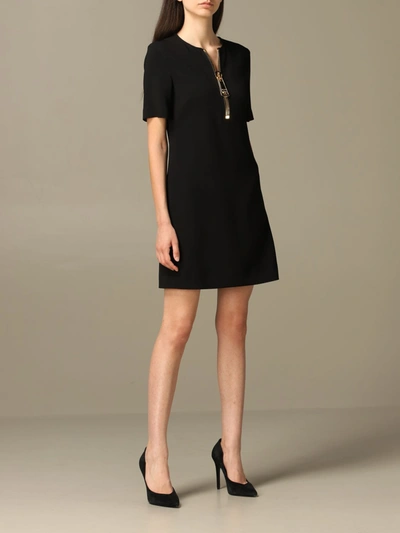 Shop Moschino Couture Viscose Dress With Big Zip In Black