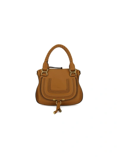 Shop Chloé Marcie Handbag In Autumnal Brown