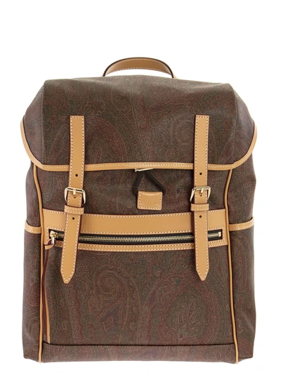 Shop Etro Classic Paisley Backpack In Brown Paisley