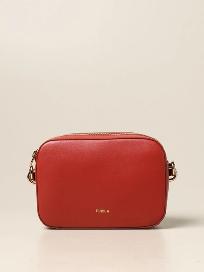 Shop Furla Block Leather Bag In Red