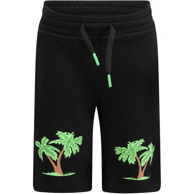 Shop Stella Mccartney Black Short For Boy With Palm Trees