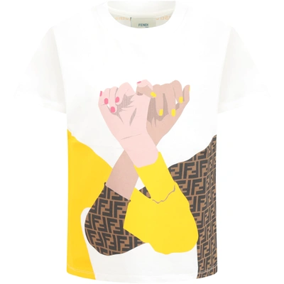 Shop Fendi White T-shirt For Kids With Double Ff