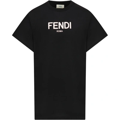 Shop Fendi Black Dress For Girl With Logo