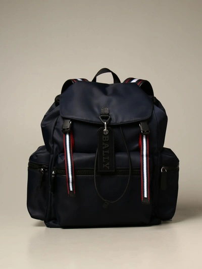 Shop Bally Backpack In Nylon With Trainspotting Band In Navy