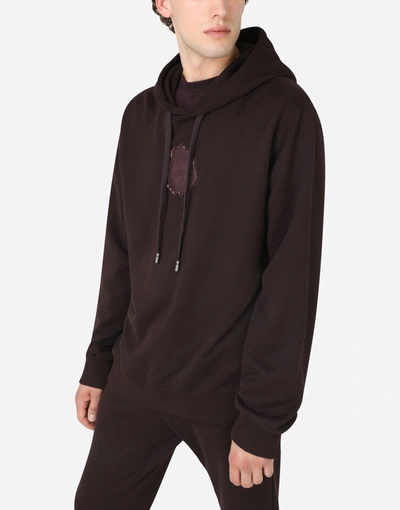 Shop Dolce & Gabbana Jersey Hoodie With Rubberized Patch