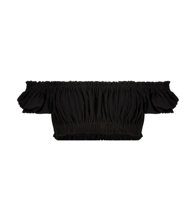 Shop Norma Kamali Jose Stretch-jersey Crop Top In Black