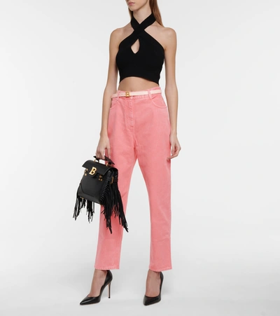 Shop Balmain High-rise Straight Jeans In Pink