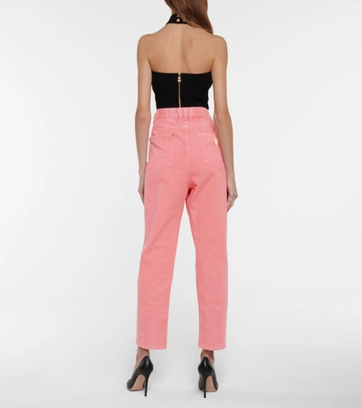 Shop Balmain High-rise Straight Jeans In Pink