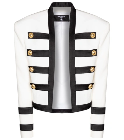 Shop Balmain Cropped Jacket In White