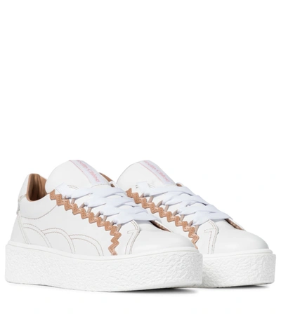Shop See By Chloé Sevy Leather Sneakers In White