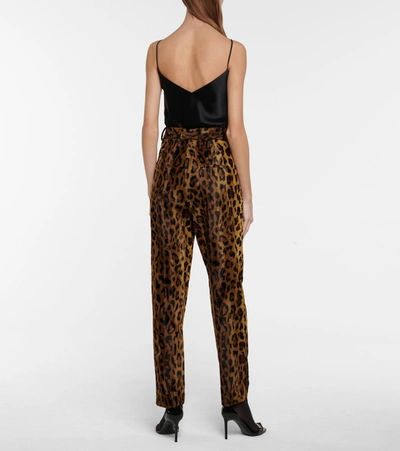 Shop Khaite Magdeline Cheetah-print Velvet Pants In Brown