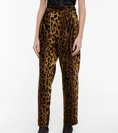 Shop Khaite Magdeline Cheetah-print Velvet Pants In Brown