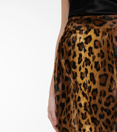 Shop Khaite Magdeline Cheetah-print Velvet Pants In Brown