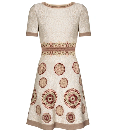 Shop Alaïa Printed Stretch-knit Minidress In White