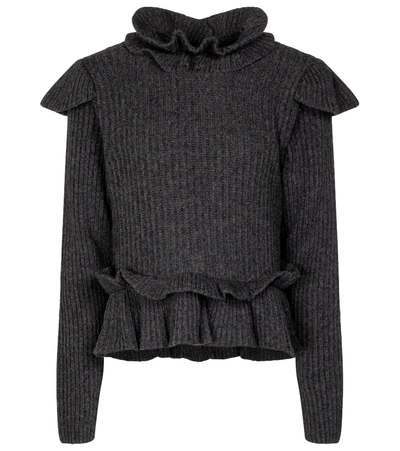 Shop Ganni Wool-blend Open-back Sweater In Grey