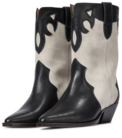 Shop Isabel Marant Duoni Suede Cowboy Boots In Black