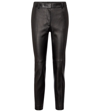 Shop Joseph Coleman Mid-rise Leather Pants In Black