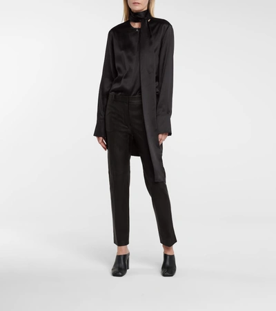 Joseph Mid-rise Leather Slim-fit Trousers In Black