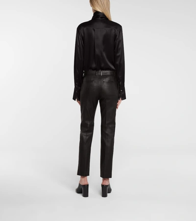 Shop Joseph Coleman Mid-rise Leather Pants In Black