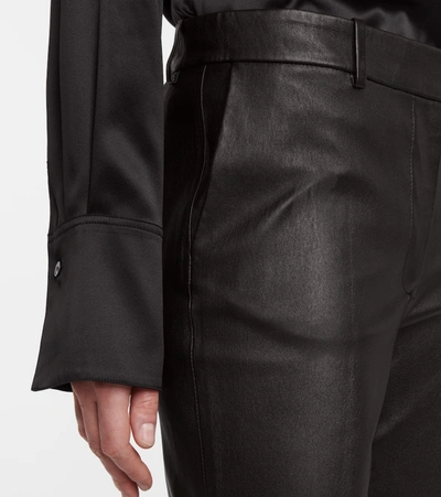 Joseph Mid-rise Leather Slim-fit Trousers In Black