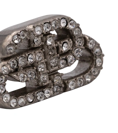 Shop Balenciaga Bb Xs Crystal Earrings In Silver