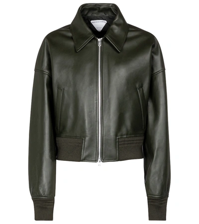 Shop Bottega Veneta Leather Jacket In Green
