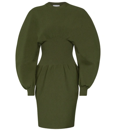 Shop Bottega Veneta Wool-blend Midi Dress In Green
