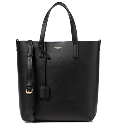 Shop Saint Laurent Toy Shopping N/s Leather Tote Bag In Black