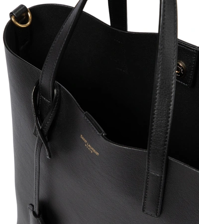 Shop Saint Laurent Toy Shopping N/s Leather Tote Bag In Black