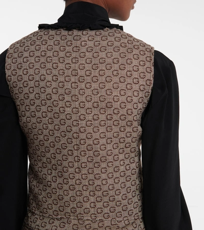 Shop Gucci G-jacquard Wool Vest In Brown