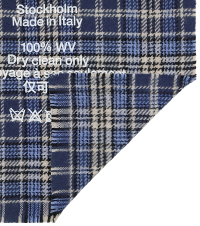 Shop Acne Studios Checked Wool Scarf In Blue
