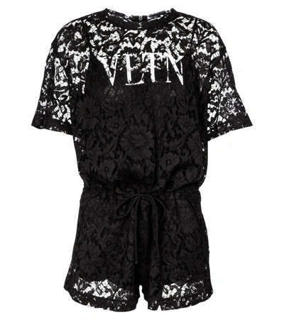 Shop Valentino Lace Playsuit In Black