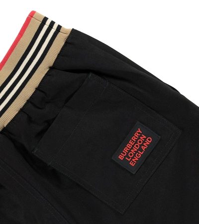 Shop Burberry Icon Stripe Cotton Twill Shorts In Black