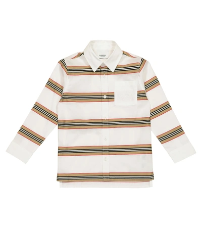Shop Burberry Icon Stripe Cotton Twill Shirt In White