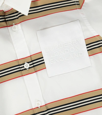 Shop Burberry Icon Stripe Cotton Twill Shirt In White