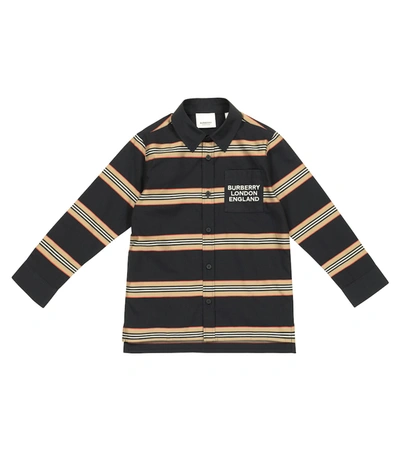 Shop Burberry Icon Stripe Cotton Twill Shirt In Black