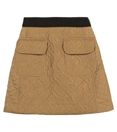 Shop Burberry Monogram Quilted Skirt In Beige