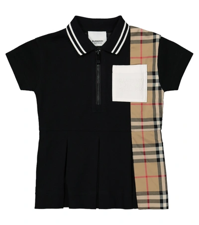 Shop Burberry Baby Vintage Check Cotton Polo Dress In Black