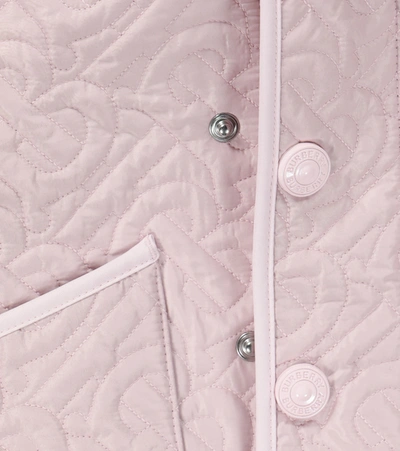 Shop Burberry Baby Monogram Quilted Jacket In Pink