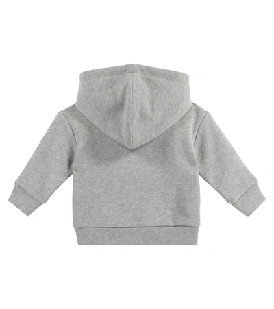 Shop Gucci Baby Logo Cotton Hoodie In Grey
