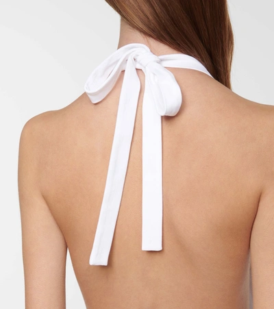 Shop Prada Halter-neck Cotton Minidress In White