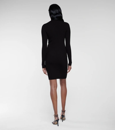 Wolford Ribbed-knit Wool And Cotton Minidress In Black
